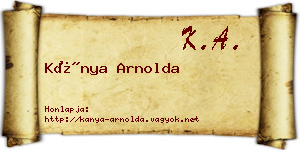Kánya Arnolda névjegykártya